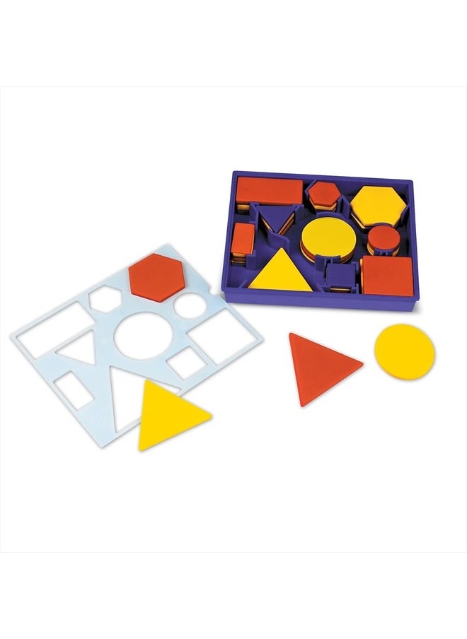 Attribute Blocks Desk Set in Tray, Math Blocks, 60 Piece Set, Ages 5+