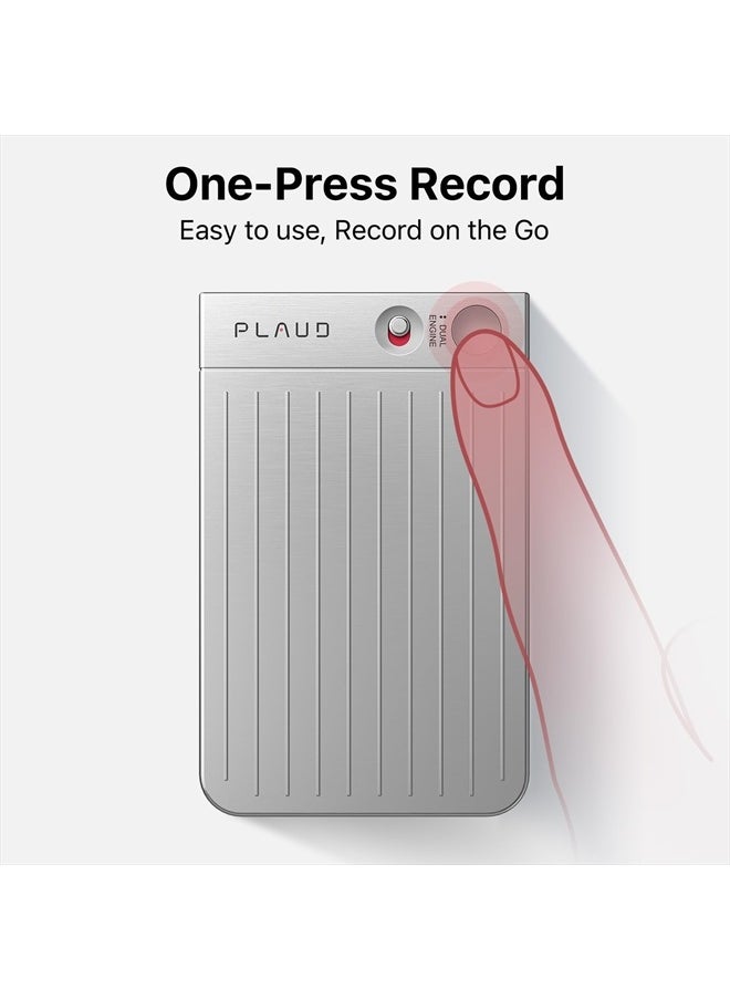 AI Voice Recorder, PLAUD Note Voice Recorder w/Case, App Control, Transcribe & Summarize Empowered by ChatGPT, Support 59 Languages, 64GB Memory, Audio Recorder for Lectures, Meetings, Calls, Silver