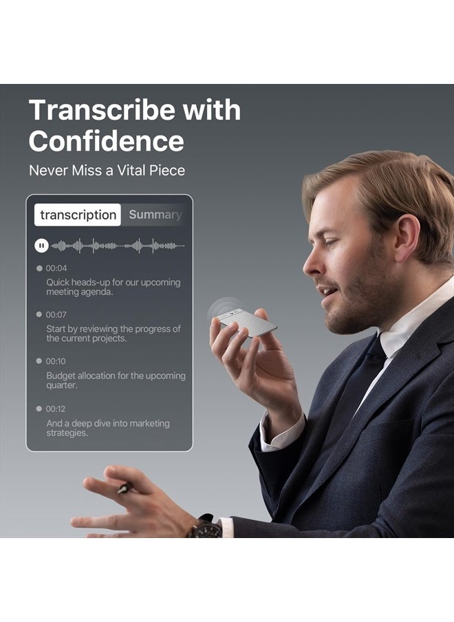 AI Voice Recorder, PLAUD Note Voice Recorder w/Case, App Control, Transcribe & Summarize Empowered by ChatGPT, Support 59 Languages, 64GB Memory, Audio Recorder for Lectures, Meetings, Calls, Silver