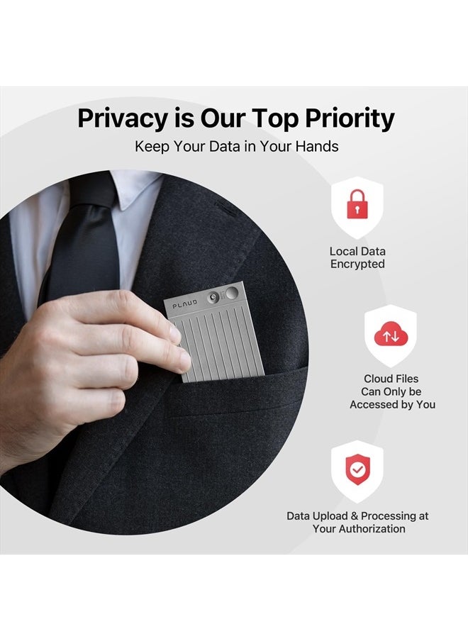 AI Voice Recorder, PLAUD Note Voice Recorder w/Case, App Control, Transcribe & Summarize Empowered by ChatGPT, Support 59 Languages, 64GB Memory, Audio Recorder for Lectures, Meetings, Calls, Silver