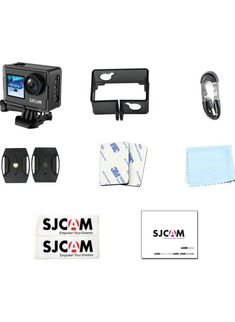 SJCAM SJ4000 Dual Screen 4K 30FPS/16MP WiFi Action Camera | 170° Ultra Wide Angle | 2.0''LTPS LCD+1.3'' Dual Screen | 30M Waterproof with Waterproof Case | Black