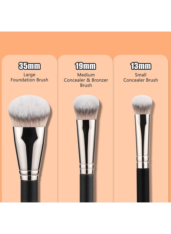 Flat Angled Brushes, Flawless Foundation Brush Under Eye Concealer Brush Bronzer Brush with Liquid Cream Powder