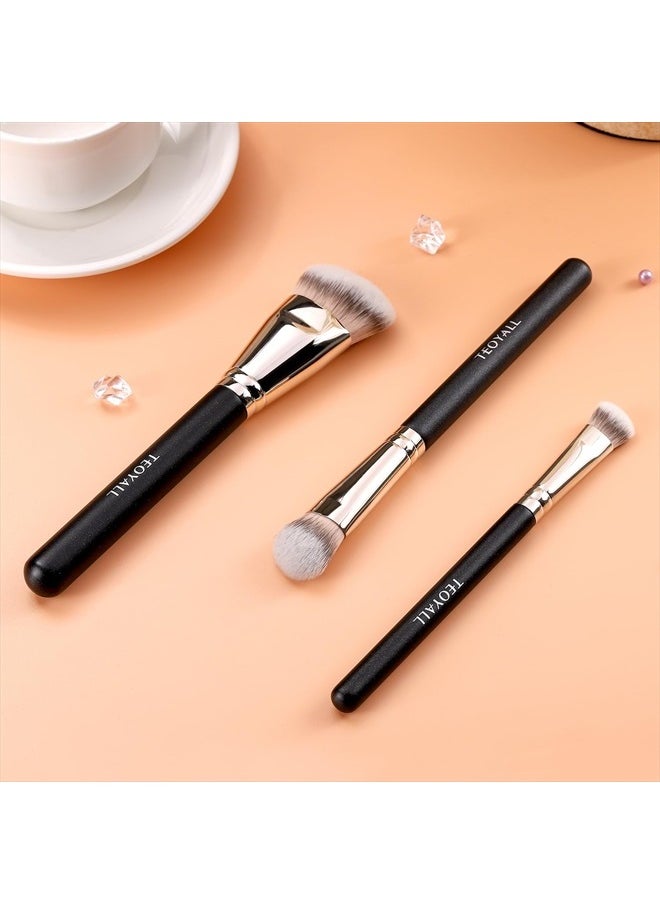 Flat Angled Brushes, Flawless Foundation Brush Under Eye Concealer Brush Bronzer Brush with Liquid Cream Powder