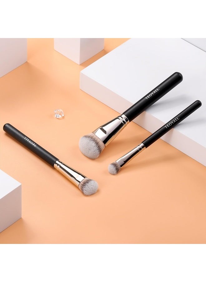 Flat Angled Brushes, Flawless Foundation Brush Under Eye Concealer Brush Bronzer Brush with Liquid Cream Powder