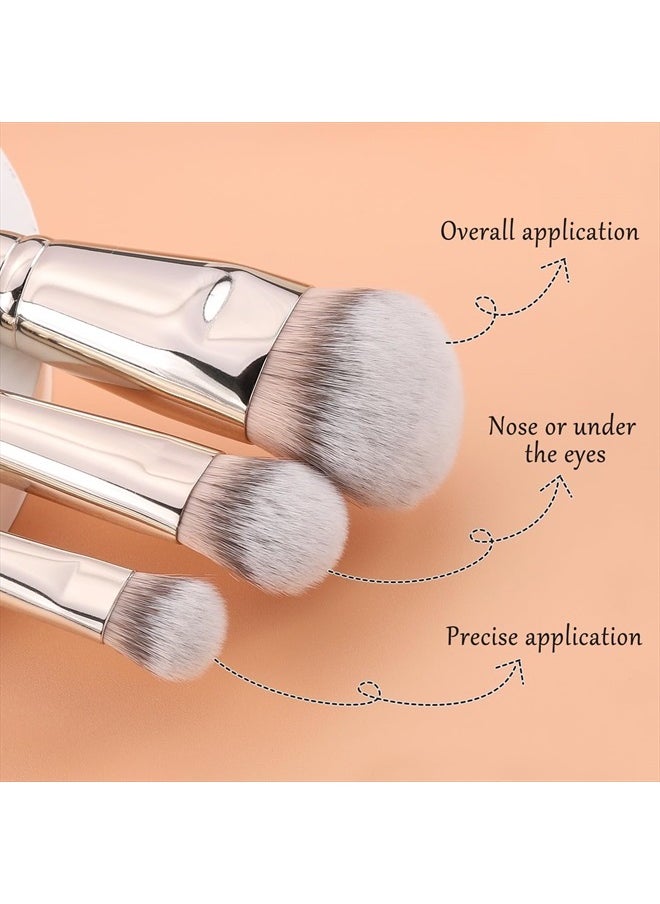 Flat Angled Brushes, Flawless Foundation Brush Under Eye Concealer Brush Bronzer Brush with Liquid Cream Powder