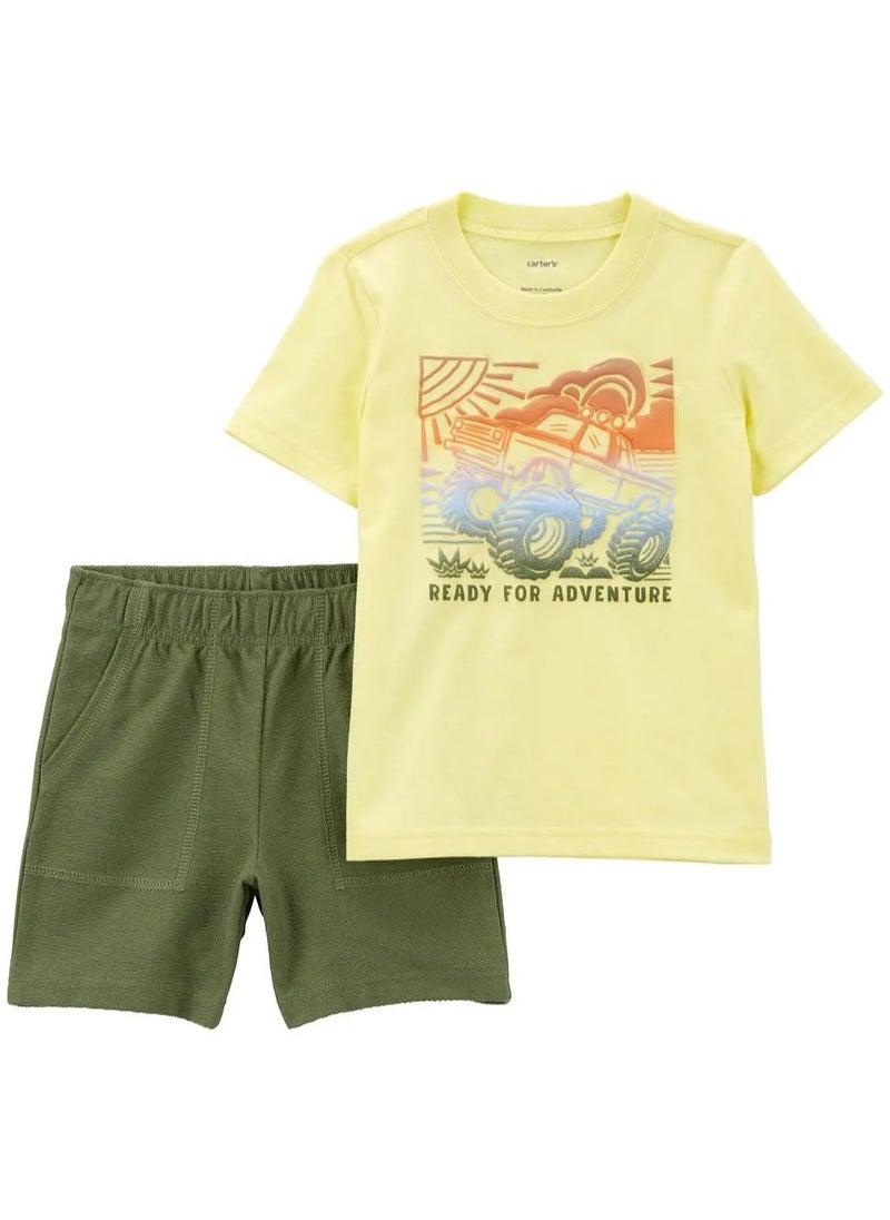 Carter's 2-Piece Monster Truck Tee & Shorts Set - Green