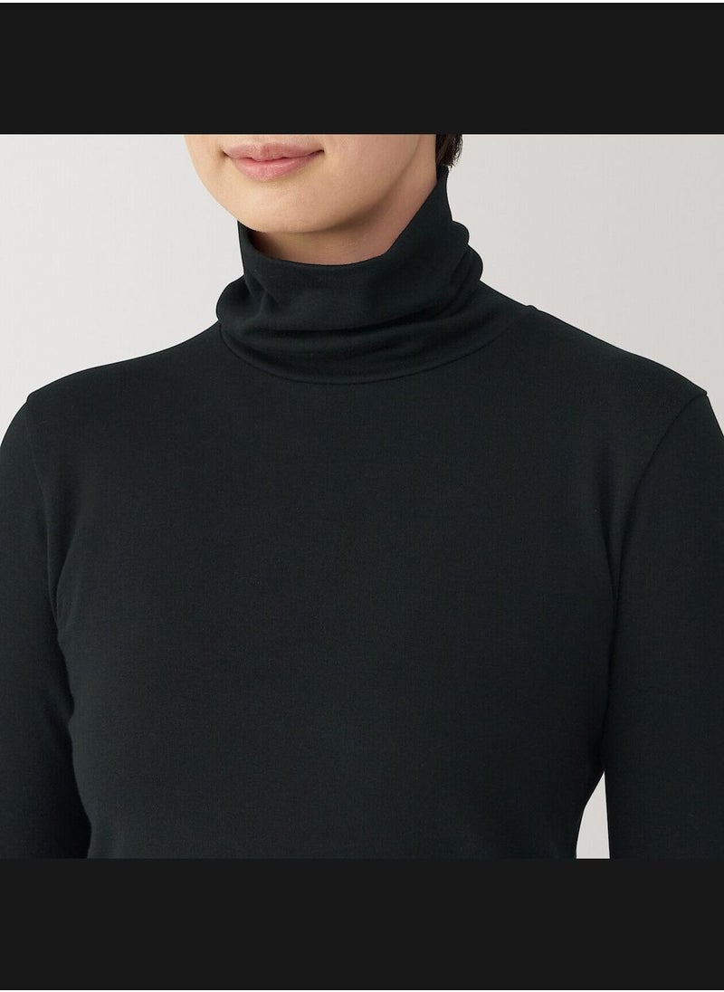 Brushed Ribbed Turtle Neck Long Sleeve T-Shirt