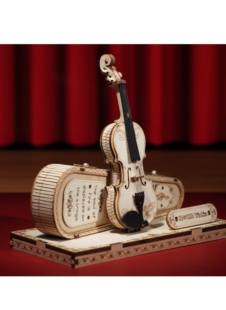 Wooden 3D Violin Puzzles, Musical Instrument Model Kit 3D Puzzles, Educational Craft Building Toys, Desk Decor/DIY Hobbies/Gifts for Family and Friends, Gifts for Teens and Kids to Build