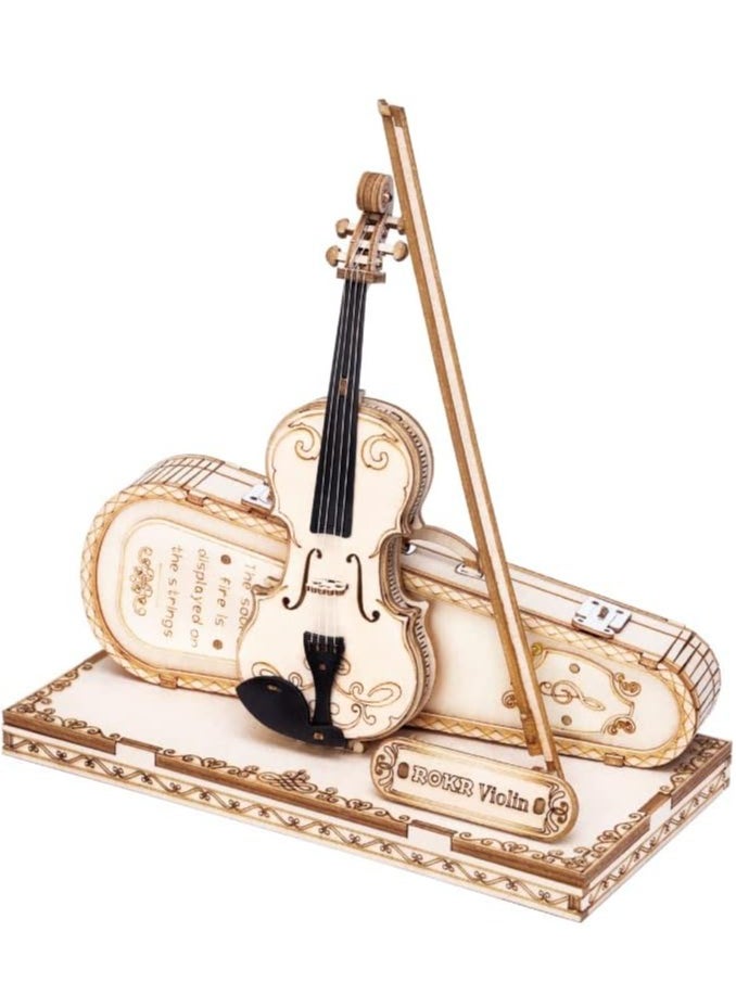 Wooden 3D Violin Puzzles, Musical Instrument Model Kit 3D Puzzles, Educational Craft Building Toys, Desk Decor/DIY Hobbies/Gifts for Family and Friends, Gifts for Teens and Kids to Build