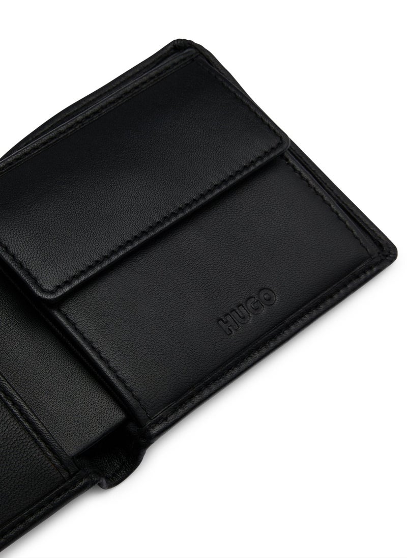 Leather billfold wallet with logo details