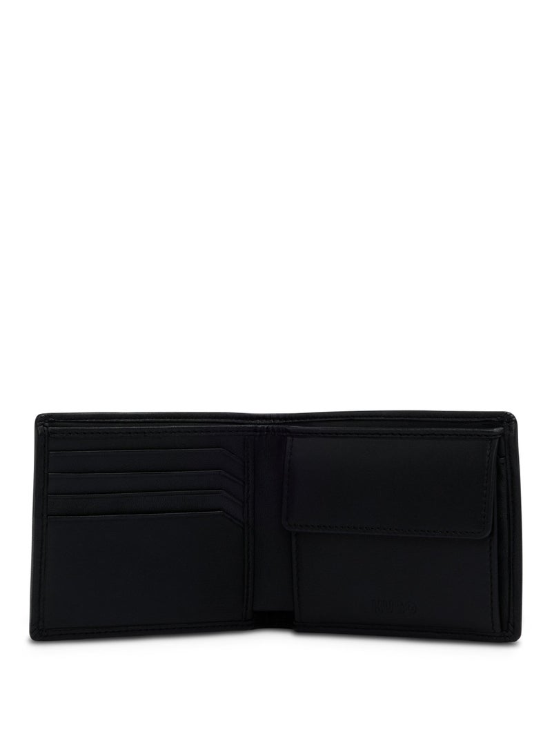 Leather billfold wallet with logo details