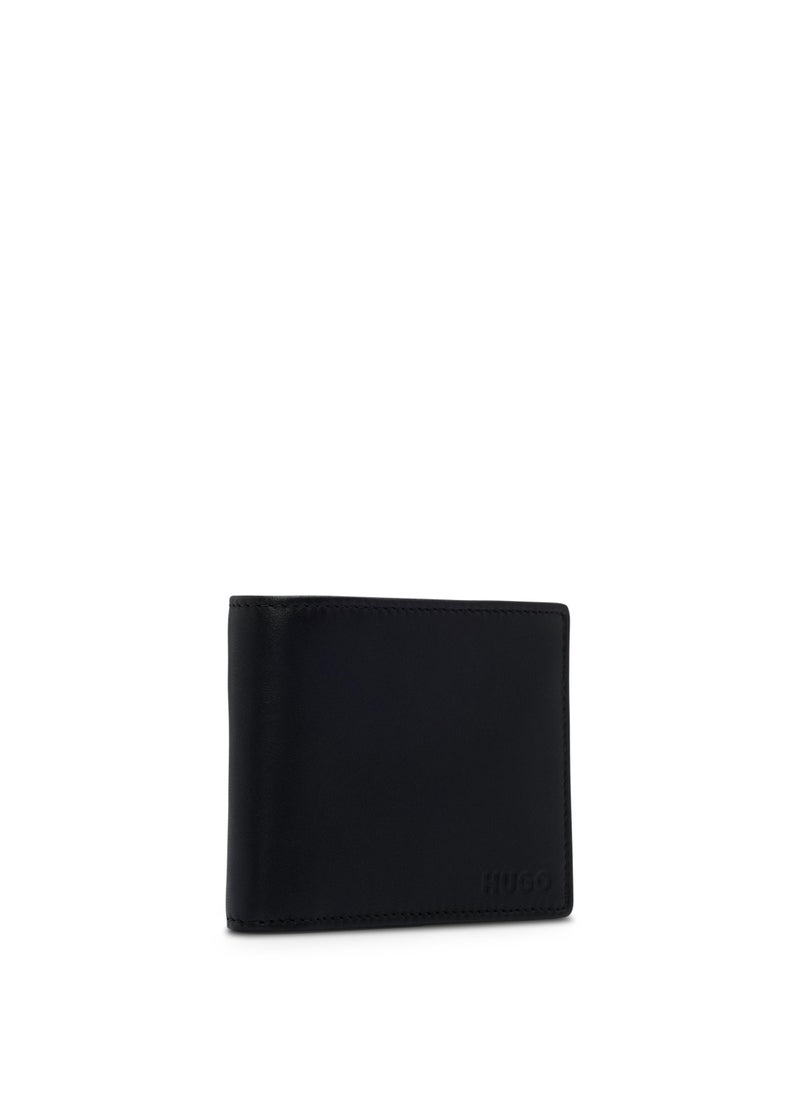 Leather billfold wallet with logo details