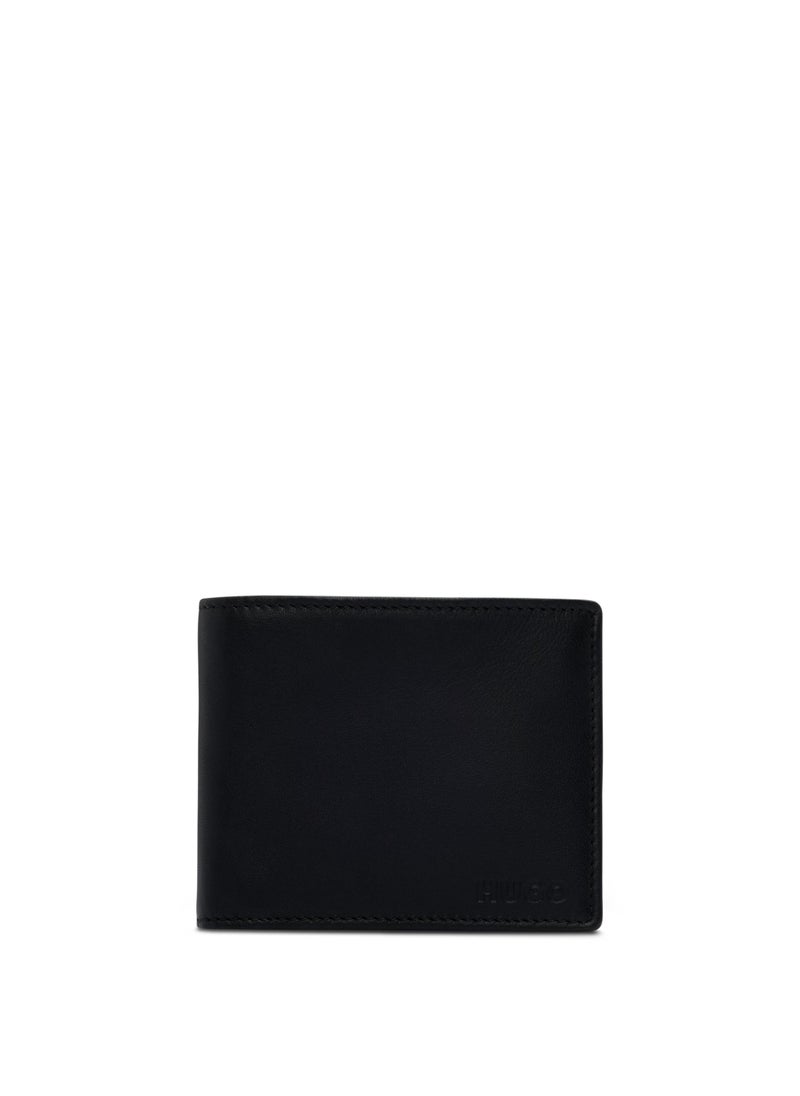 Leather billfold wallet with logo details