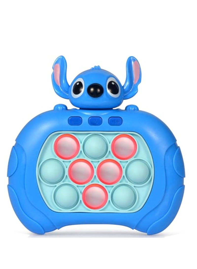 Stitch Quick Push Game, Fast Push Bubble Game, Pop Fidget Toys for Kids Quick, Handheld Puzzle Game Sensory Toys with LED Screen, Quick Push Light Up Game Gifts for Girls Boys (Blue)