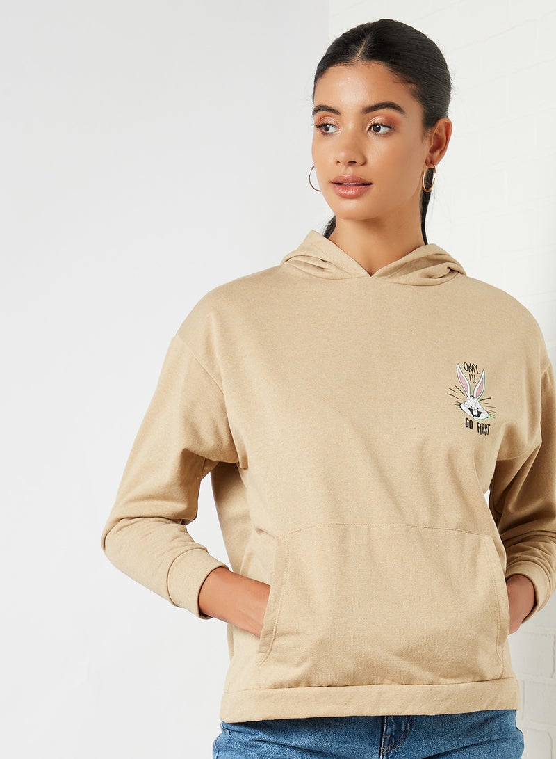 Bugs Bunny Oversized Hoodie Beige