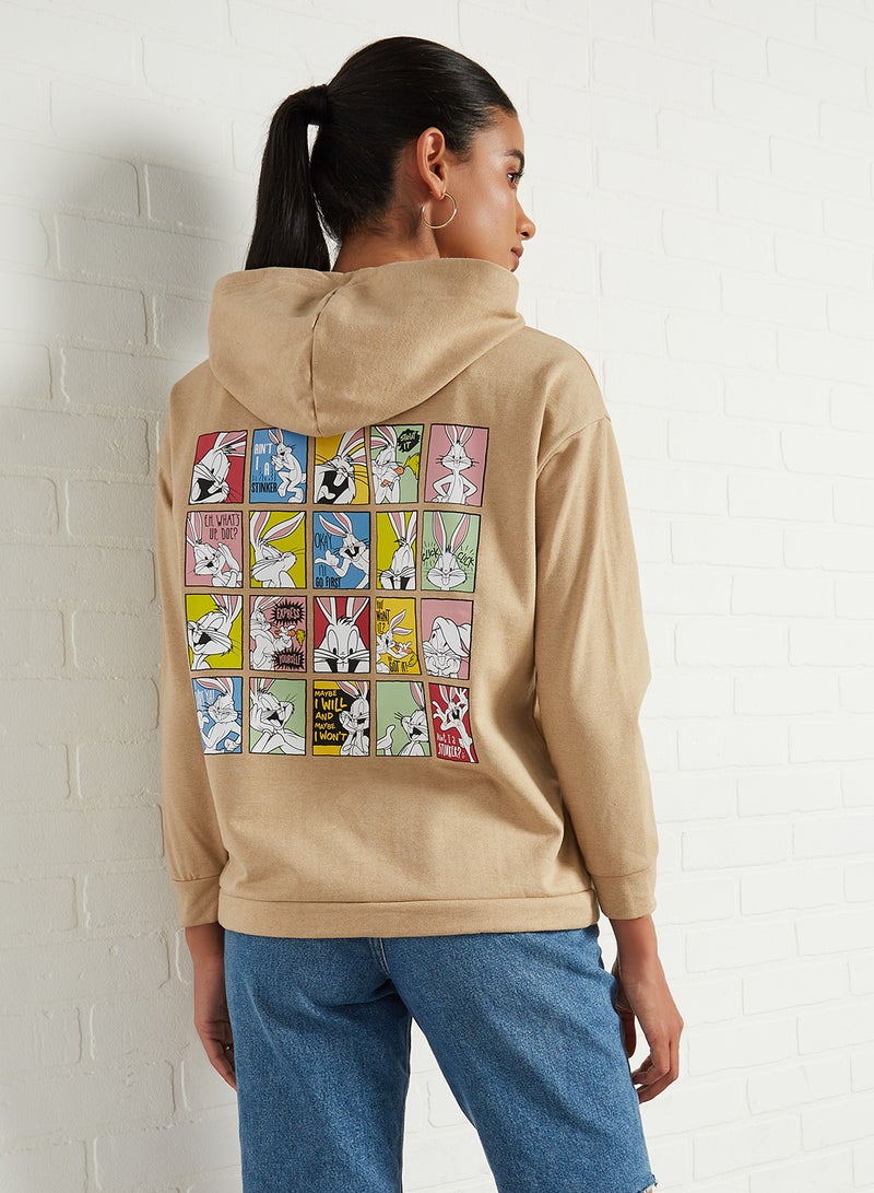 Bugs Bunny Oversized Hoodie Beige