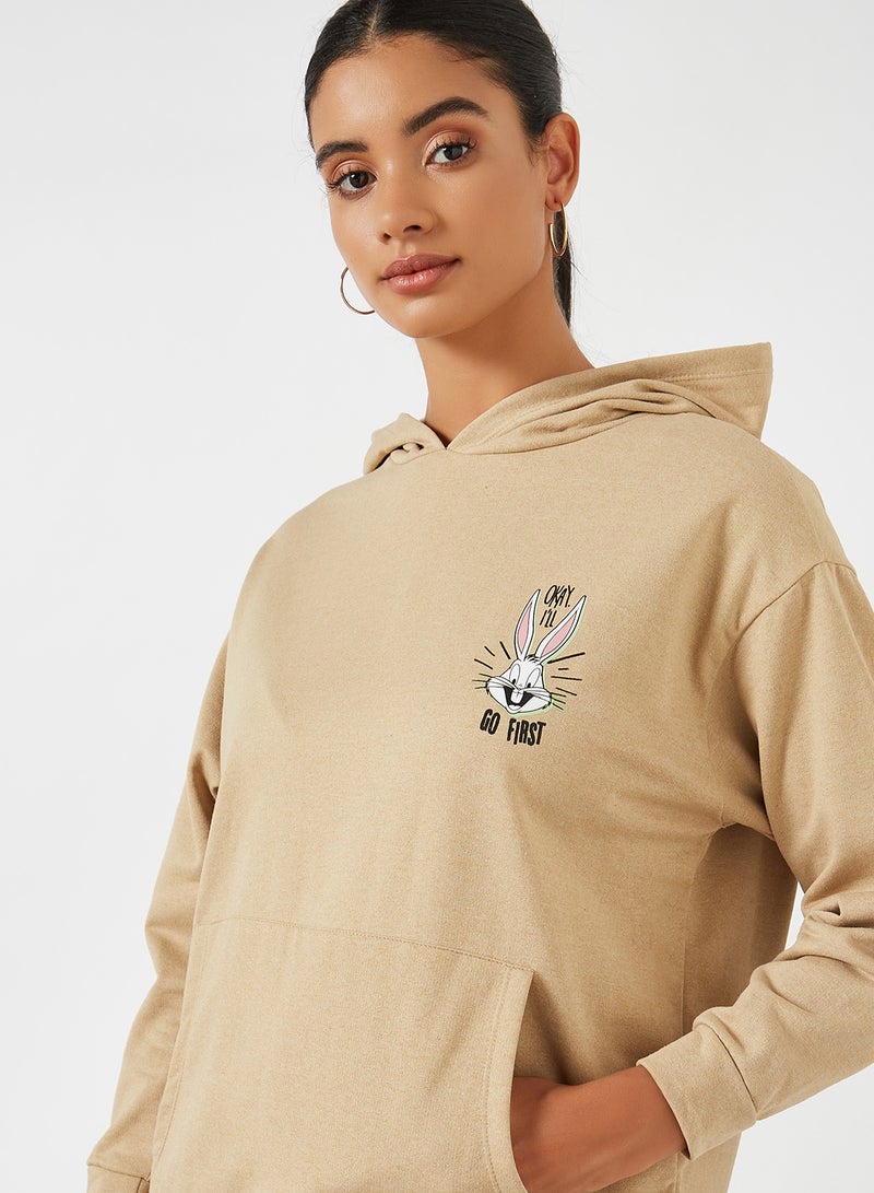 Bugs Bunny Oversized Hoodie Beige