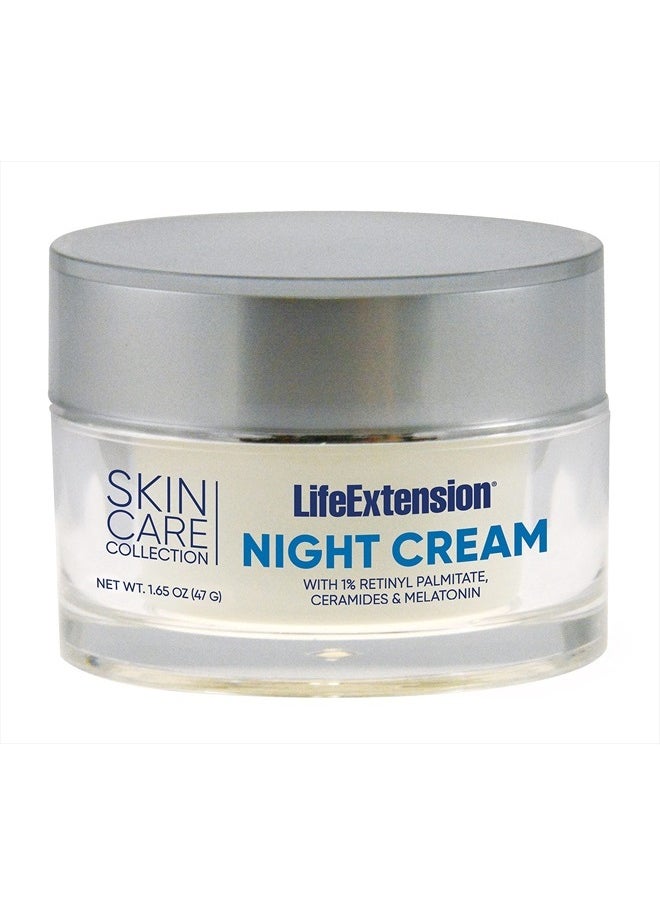 Skin Care Collection Night Cream, retinyl palmitate, rice bran ceramides, shea butter, green tea, melatonin-based formula for nighttime skin rejuvenation, 1.65 oz (47 g)