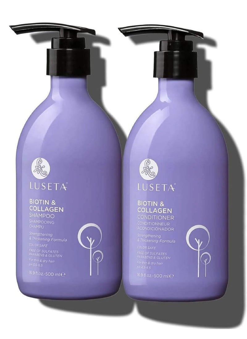 Luseta Biotin Shampoo and Conditioner for HairGrowth - Thickening Shampoo for Thinning Hair andHair Loss - Infused with Argan Oil to Repair DamagedDry Hair - Sulfate Free Paraben Free-2 x 16.9 fl oz