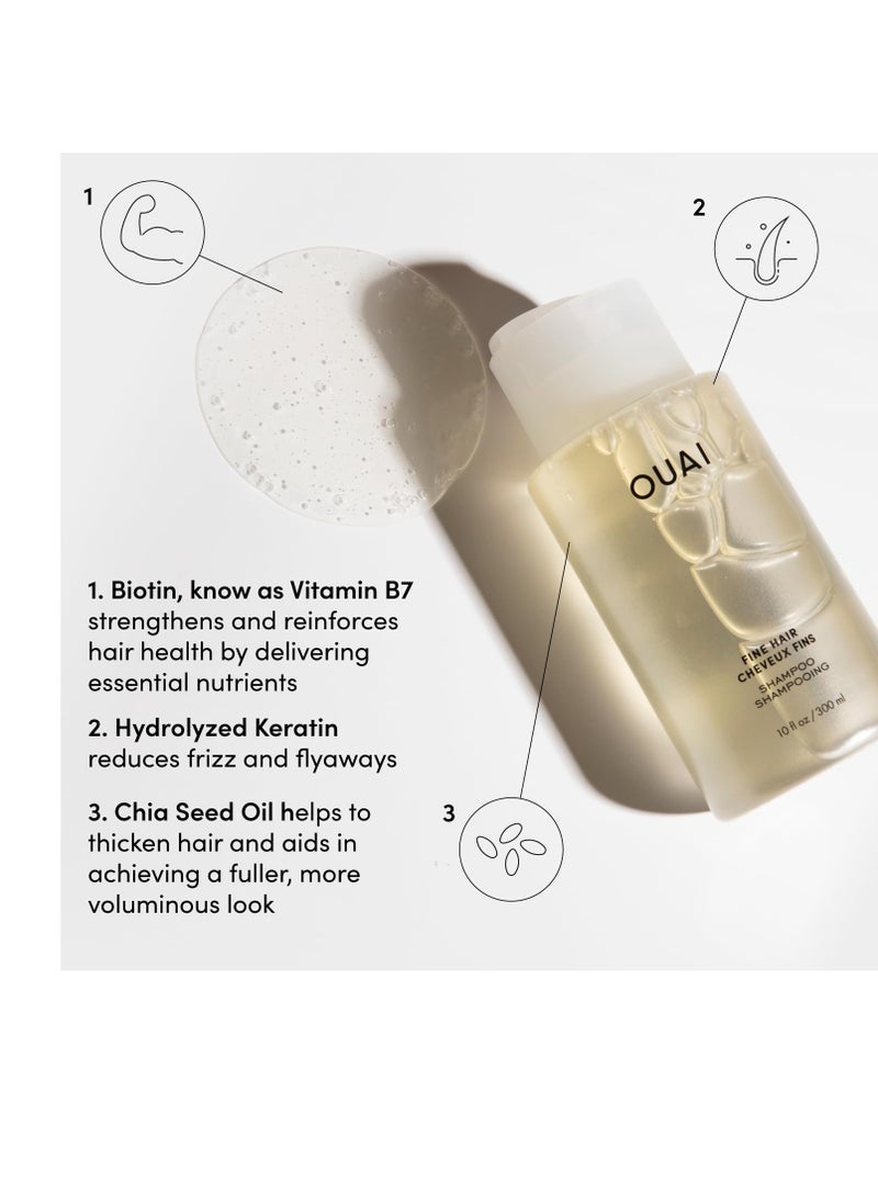 OUAI Fine Shampoo and Conditioner Set - Sulfate Free Shampoo and Conditioner for Fine Hair - Made with Keratin, Marshmallow Root, Shea Butter & Avocado Oil - Free of Parabens & Phthalates (10 Fl Oz)