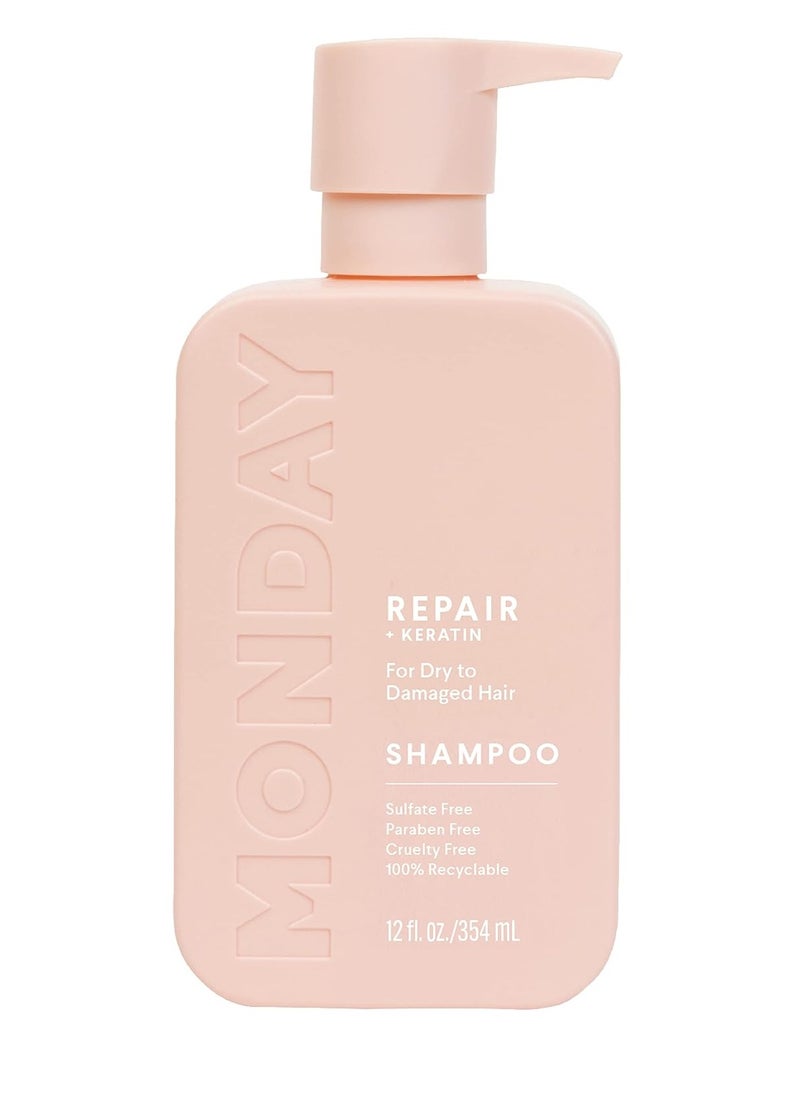 MONDAY HAIRCARE Repair Shampoo and Conditioner Set 12oz for Dry to Damaged Hair, Made with Keratin, Coconut Oil, Shea Butter and Vitamin E