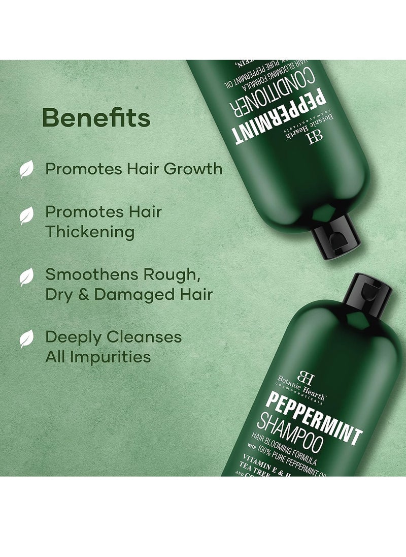 BOTANIC HEARTH Peppermint Oil Shampoo and Conditioner Set - Hair Blooming Formula with Keratin - Fights Hair Loss & Thinning, Promotes Hair Growth-Sulfate Free for Men and Women - 16 fl oz x 2