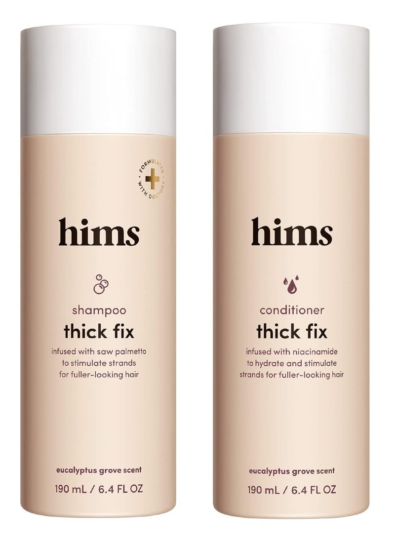 hims Thick Fix Shampoo and Conditioner Set for Men- Thickening, Moisturizing, Reduces Shedding- Color Safe Hair Loss Shampoo and Conditioner- 2 pack, 6.4oz