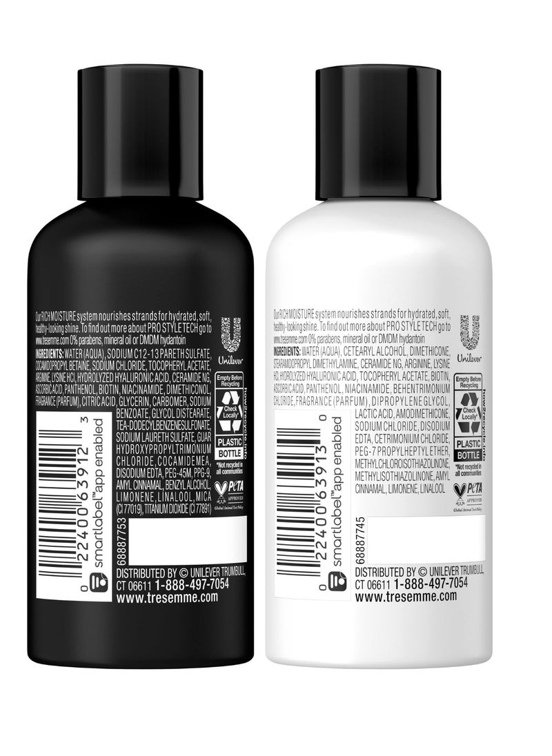 TRESemme Shampoo & Conditioner, Sulfate-Free, Travel Size - Moisture Rich Hair Treatment for Dry, Damaged Hair, Mini Shampoo & Conditioner for Hair Repair, Scented, 3 Oz Ea (2 Piece Set)