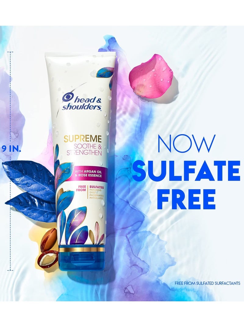 Head & Shoulders Supreme Sulfate Free Shampoo and Conditioner Set for Dry Scalp and Dandruff Treatment, Soothe and Strengthen with Argan Oil and Rose Essence, 21.2 Fl Oz