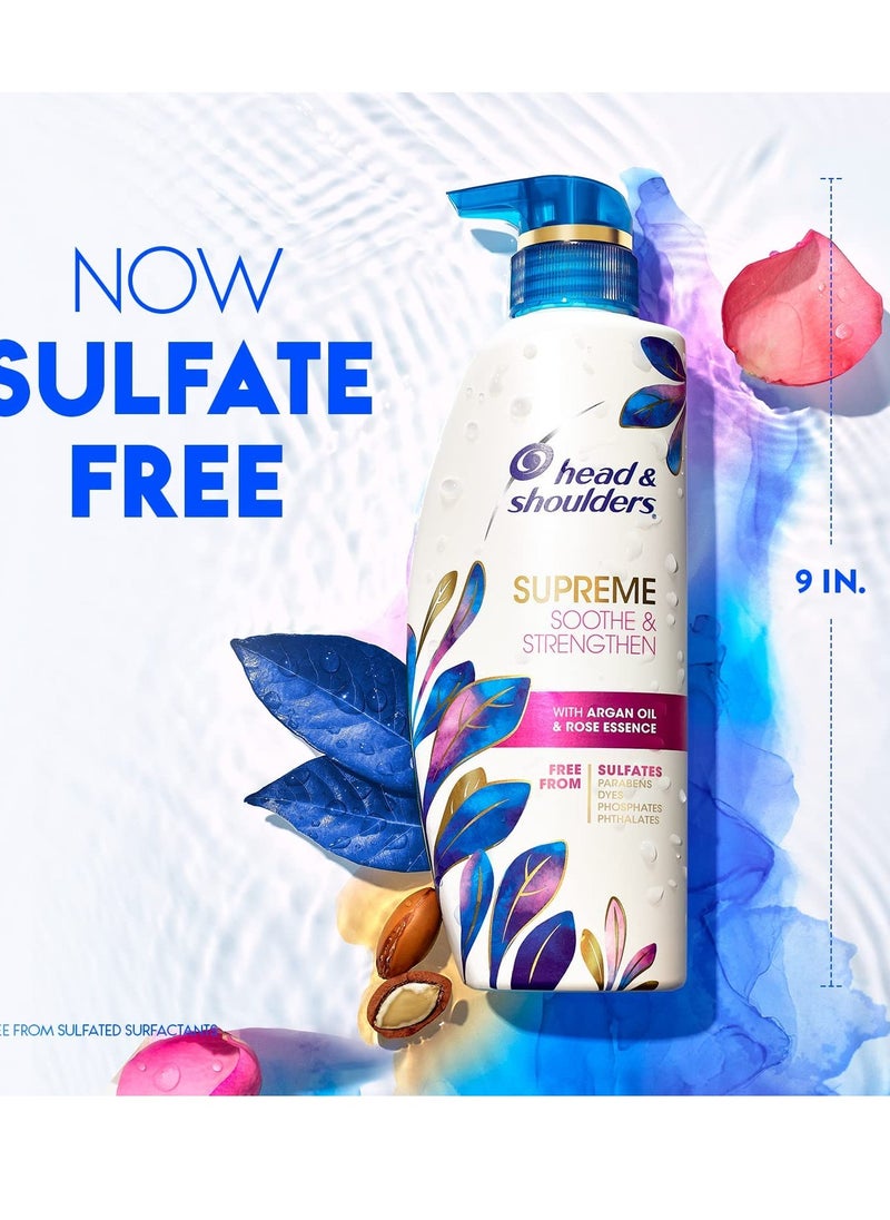 Head & Shoulders Supreme Sulfate Free Shampoo and Conditioner Set for Dry Scalp and Dandruff Treatment, Soothe and Strengthen with Argan Oil and Rose Essence, 21.2 Fl Oz