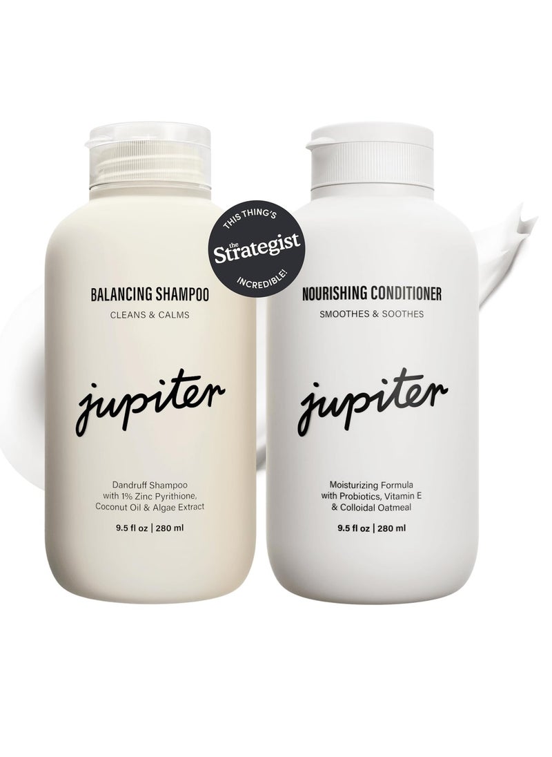 Jupiter Physician-Formulated Anti Dandruff Shampoo & Conditioner For Flaky, Itchy, Oily, Dry Scalp - Vegan, Sulfate Free - Color Safe & Paraben Free - Dry Scalp Shampoo and Conditioner For Women & Men