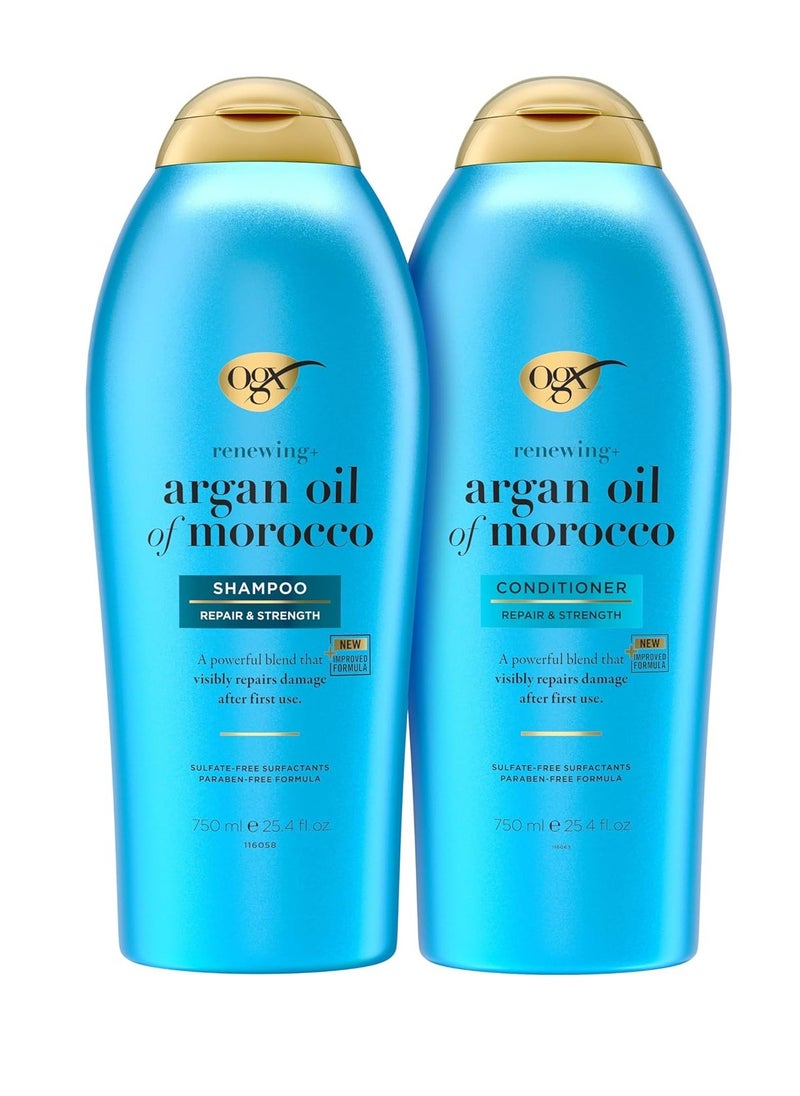 OGX Renewing + Argan Oil of Morocco Shampoo & Conditioner, 25.4 Fl Oz 2 count (Pack of 1)