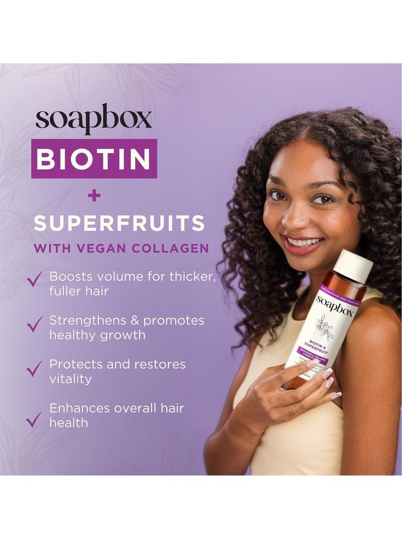 Soapbox Biotin & Superfruit Shampoo & Conditioner Set with Vegan Collagen, Aloe and Shea Butter, Pack of 2 Sulfate Free, Paraben Free, Silicone Free, Color Safe and Vegan Hair Products, 16 Ounces Each