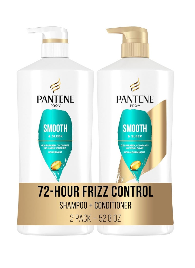 Pantene Shampoo and Conditioner Set with Hair Treatment, Pro-V Repair & Protect, Frizz Control with Antioxidants, Nourishing for All Hair Types, Safe for Color-Treated Hair, 27.7 & 25.1 Fl Oz