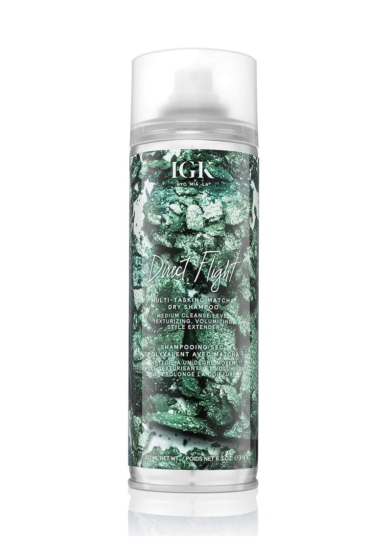 IGK DIRECT FLIGHT Multi-Tasking Matcha Dry Shampoo | Light Cleanse + Style Preserving | Vegan + Cruelty Free |