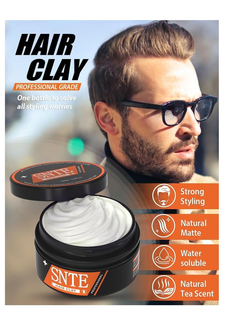 Samnyte Hair Clay, 4.2oz - natural Hair Wax for Men with Strong Hold, Matte Texture, and Premium Scent - Hair Paste for Men for Textured, Messy and Relaxed Multiple Hairstyles