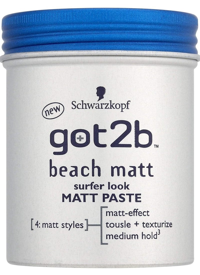 Schwarzkopf got2b Beach Matt Surfer Look Matt Paste 100ml (Pack of 2)