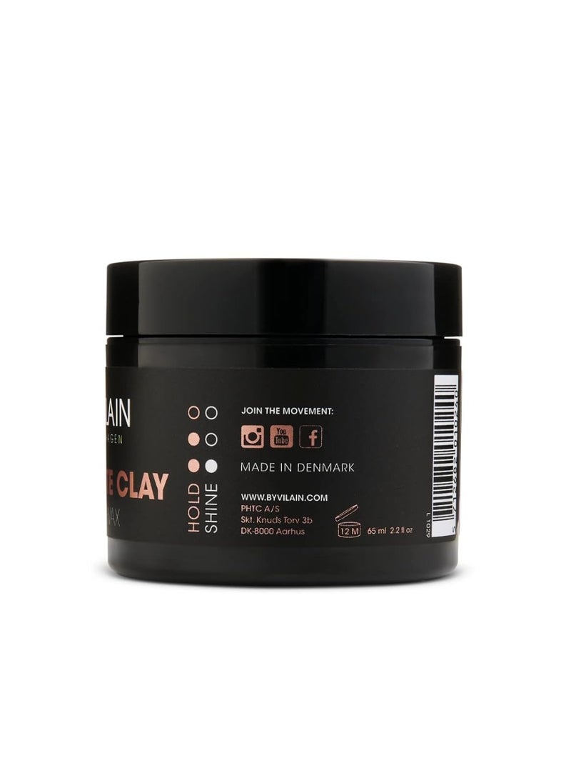 By Vilain Dynamite Clay - Professional Hair Styling Wax Super Strong Hold, Matte Finish For All Hair Types Molding Sculpting Pomade Easy to Style for Fullness & Texture Smoothing & Slick Paste 65ml