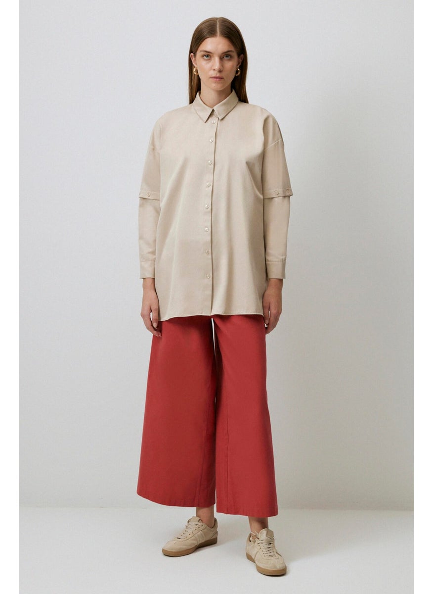 Poplin Shirt with Removable Sleeves