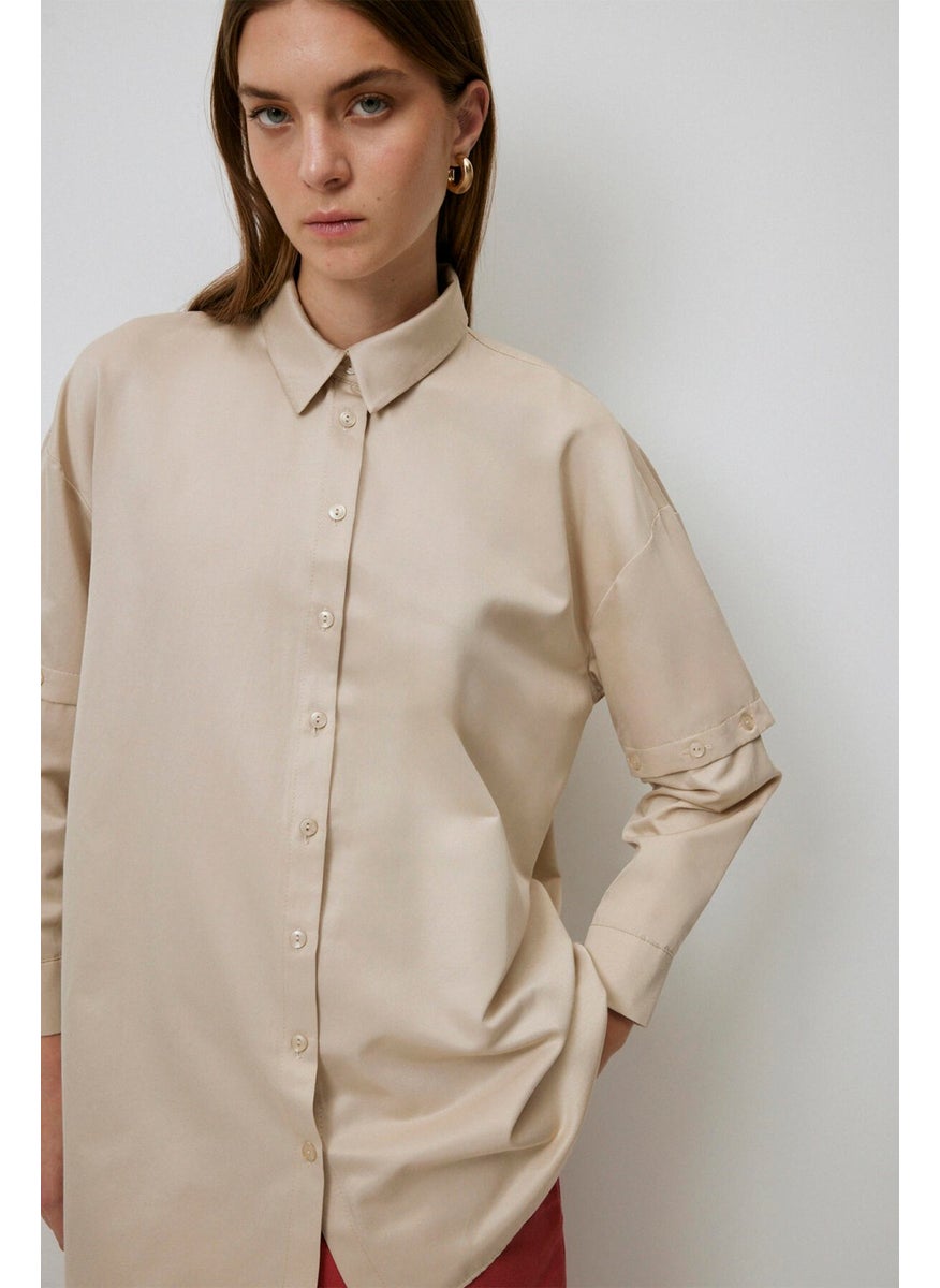 Poplin Shirt with Removable Sleeves