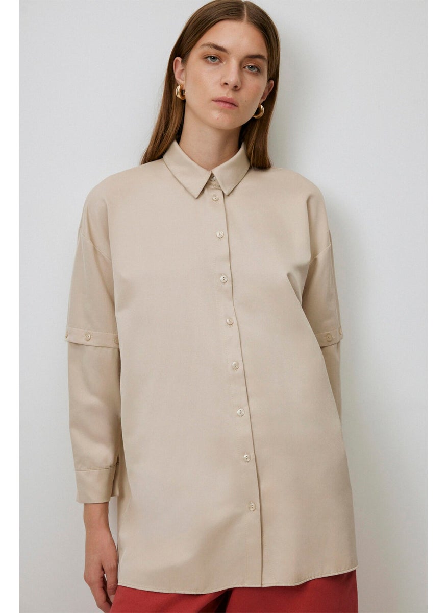 Poplin Shirt with Removable Sleeves