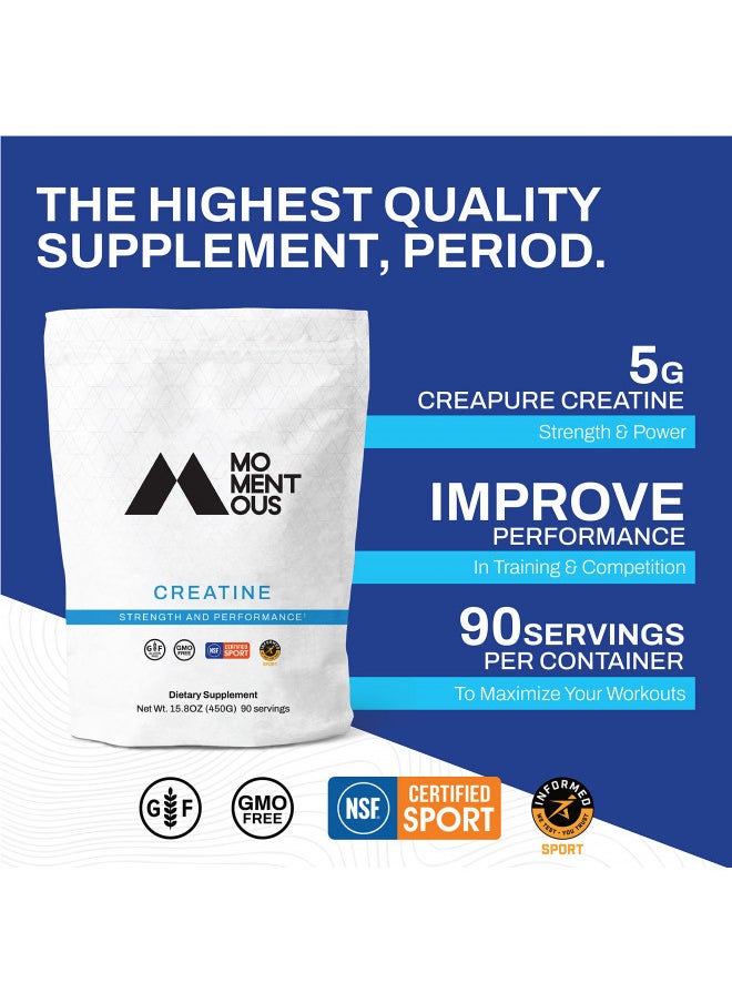 Momentous Creatine, Creapure Performance Creatine Monohydrate Powder (5 Grams Per Serving)