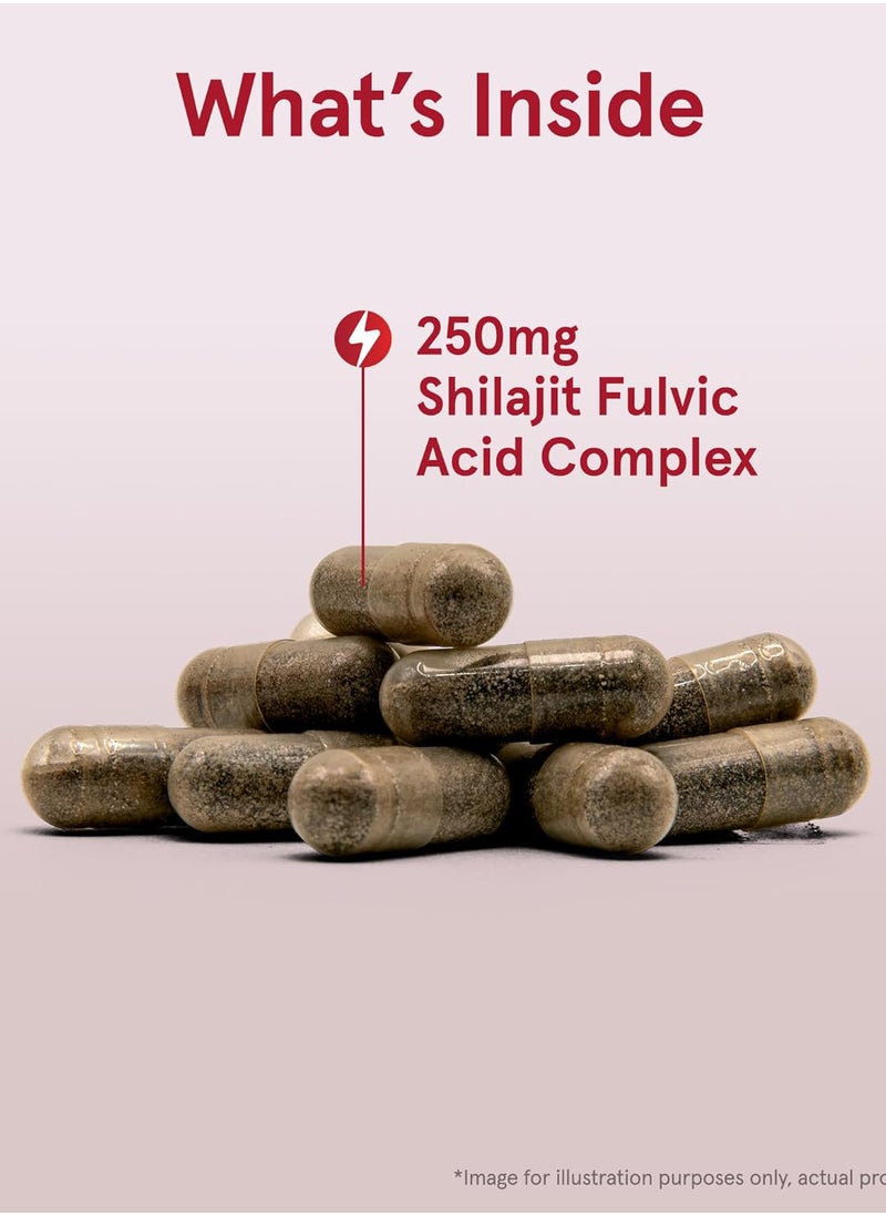 Shilajit Fulvic Acid Complex 250 Mg 60 Veggie Caps Supports Energy Production Mitochondrial Function And Coq10 60 Servings