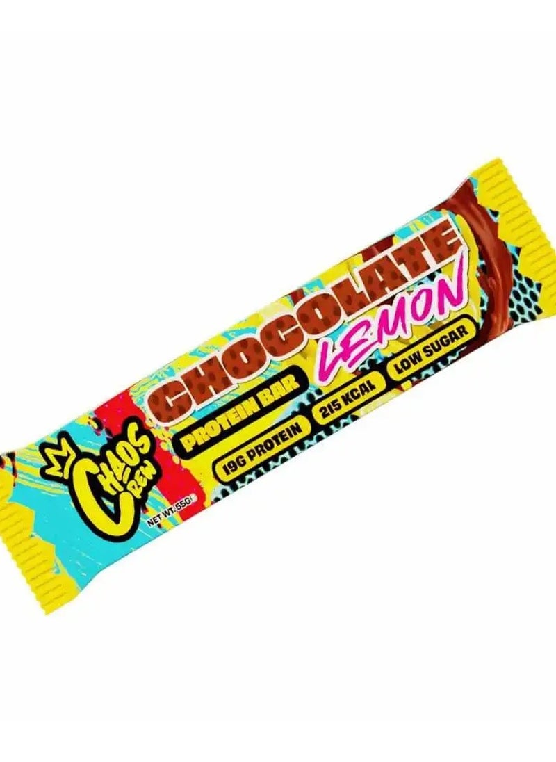 CHAOS CREW, PROTEIN BAR, CHOCOLATE LEMON,55G PACK OF 12