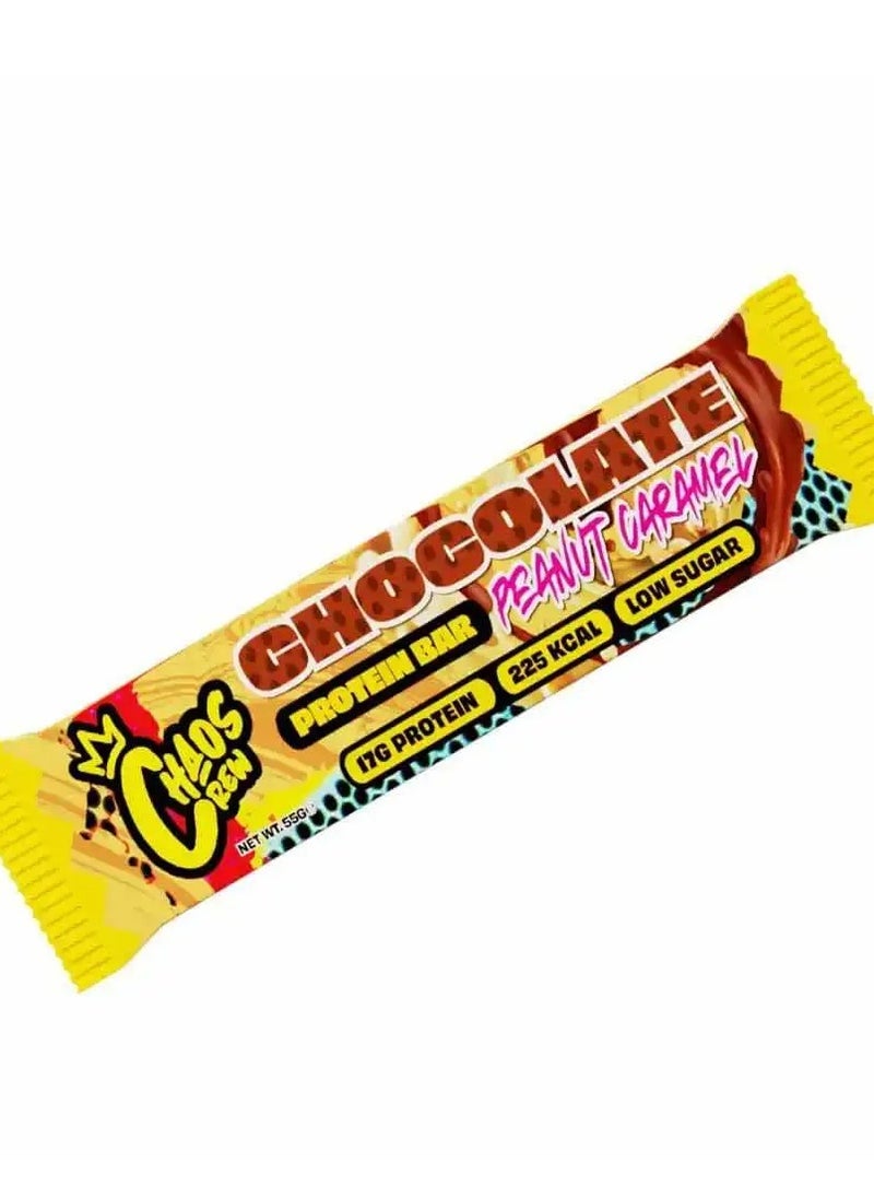 CHAOS CREW, PROTEIN BAR, CHOCOLATE PEANUT CARAMEL,55G PACK OF 12