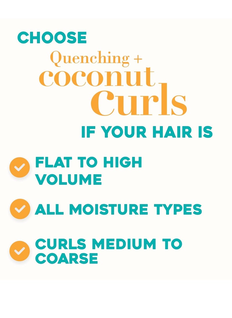 OGX Quenching + Coconut Curls Curl-Defining Conditioner, Nourishing Curly Hair Conditioner with Coconut /Citrus Oil & Honey, Paraben-Free with Sulfate-Free Surfactants, 13oz