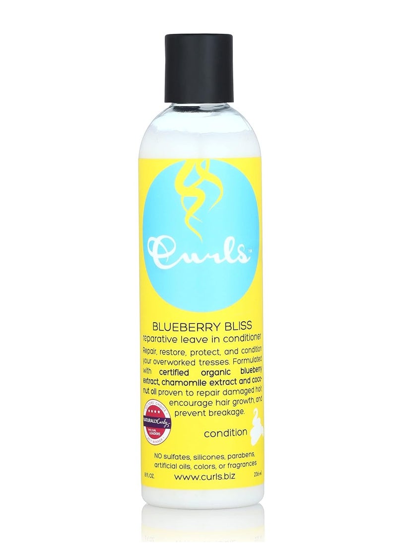 Curls Blueberry Bliss Reparative Leave In Conditioner - 8 oz, Helps Repair Damage and Prevent Breakage, Conditioner for Curly Hair, Wavy, and Coily Hair Types