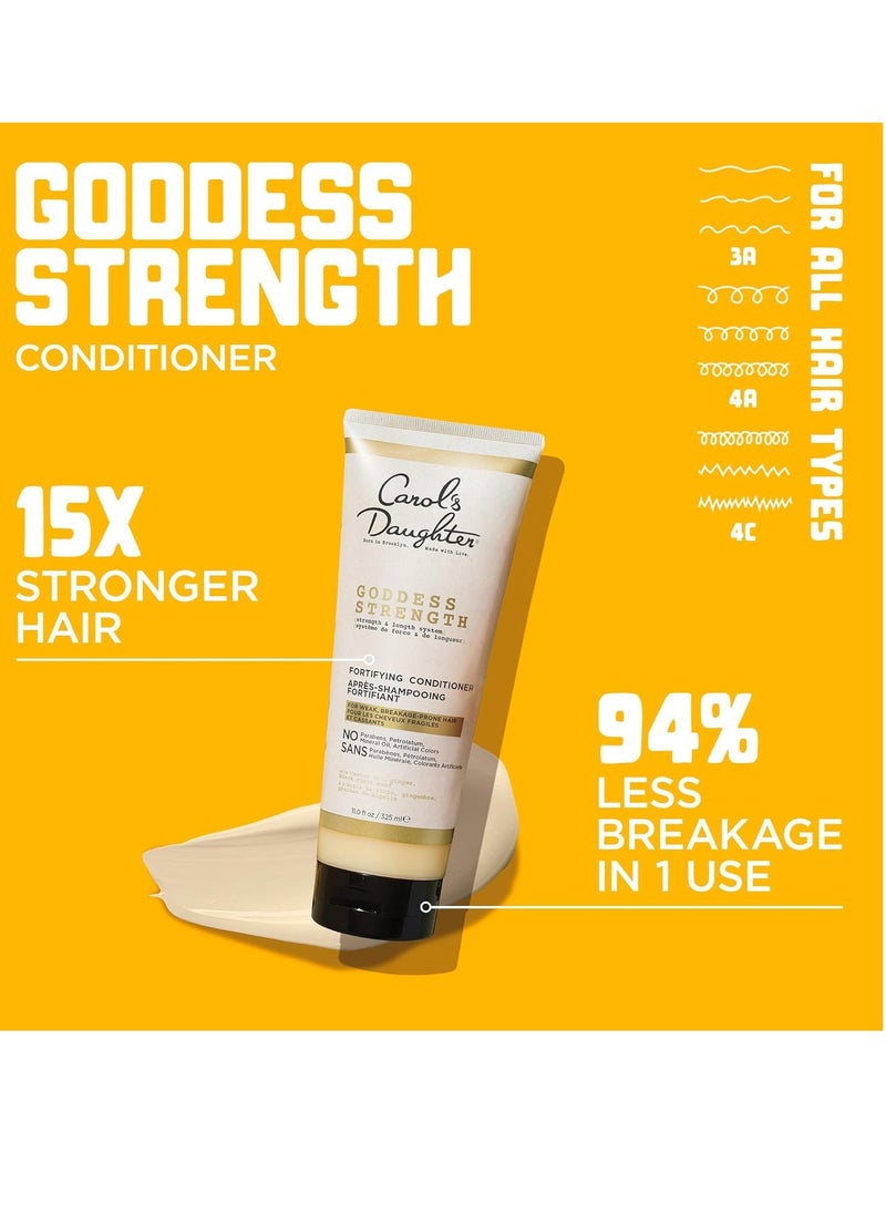 Carol's Daughter Goddess Strength Fortifying Conditioner For Wavy, Coily and Curly Hair, Sulfate Free Conditioner with Castor Oil for Weak Hair, 11 Fl Oz