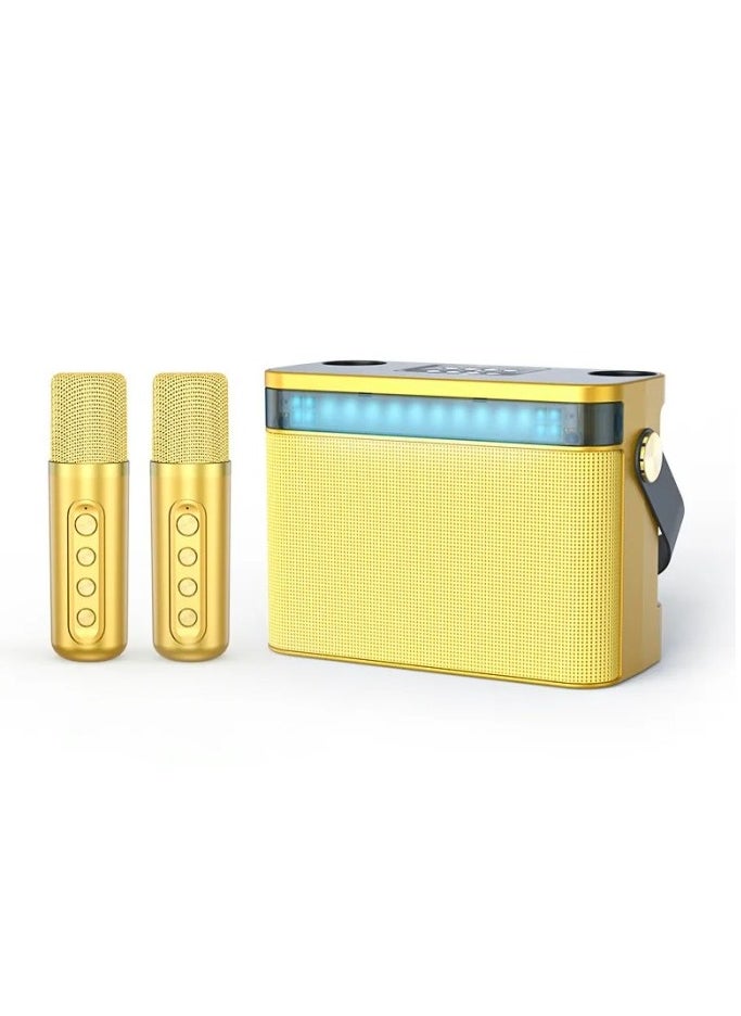 YS 224 Portable Wireless Bluetooth Karaoke Speaker Stereo Bass With Dual Microphones
