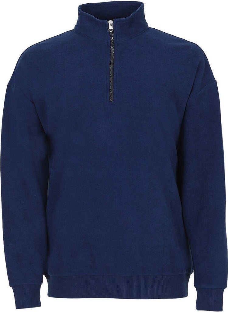 Navy Blue Stand Collar Printed Sweatshirt